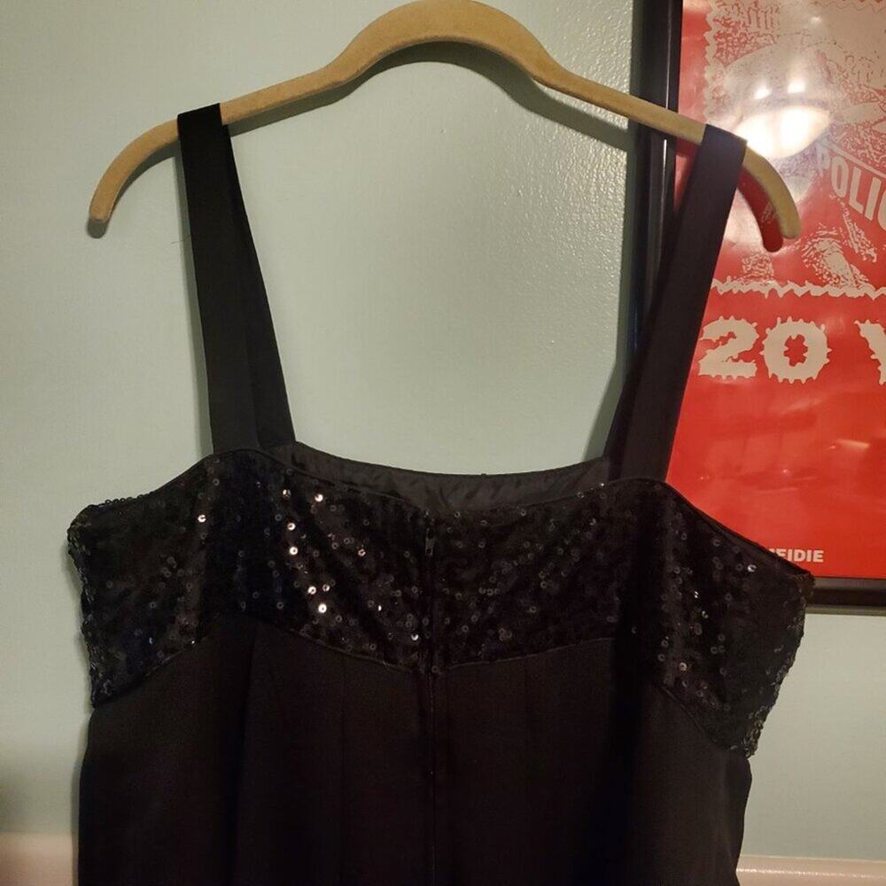 Vintage 90s Y2K Black Sequin Sleeveless A Line Knee Lenngth Dress Goth Glam - Picture 9 of 10